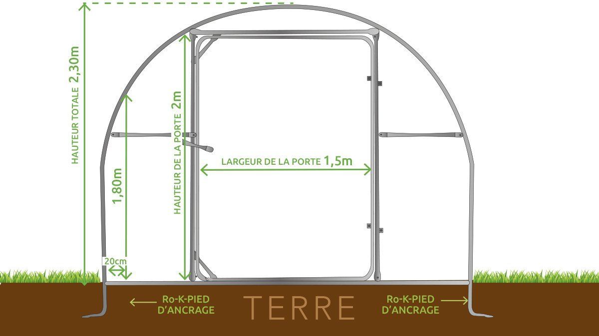 Serre de jardin tunnel 3 m x 4 m (12m2) Tubes Ø32 mm Acier galvanisé Bâche  Polyane®200 g/m2