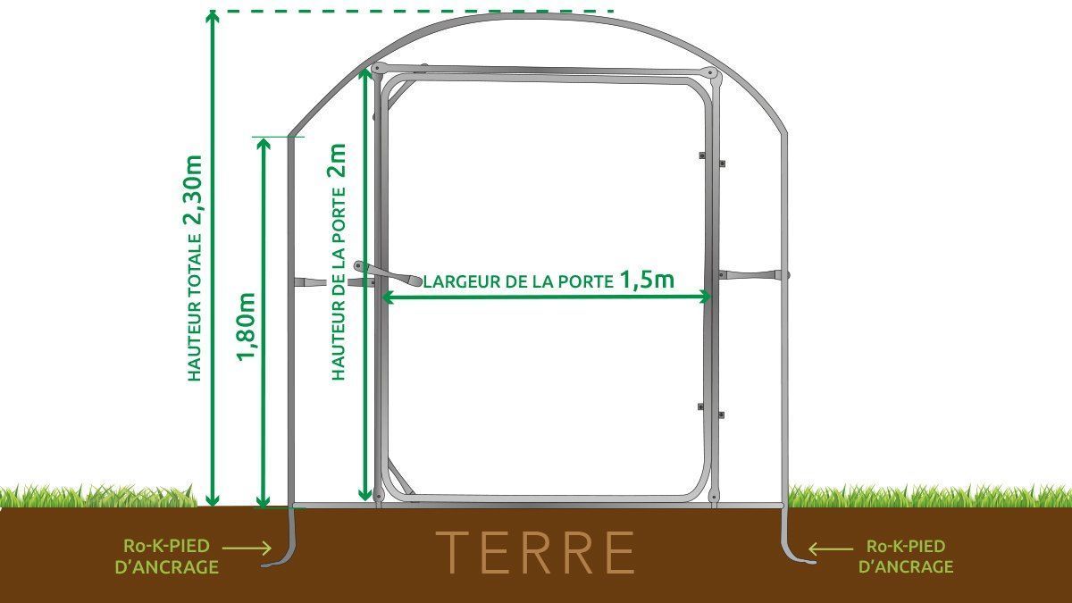 Serre tunnel à pieds droits 21m²